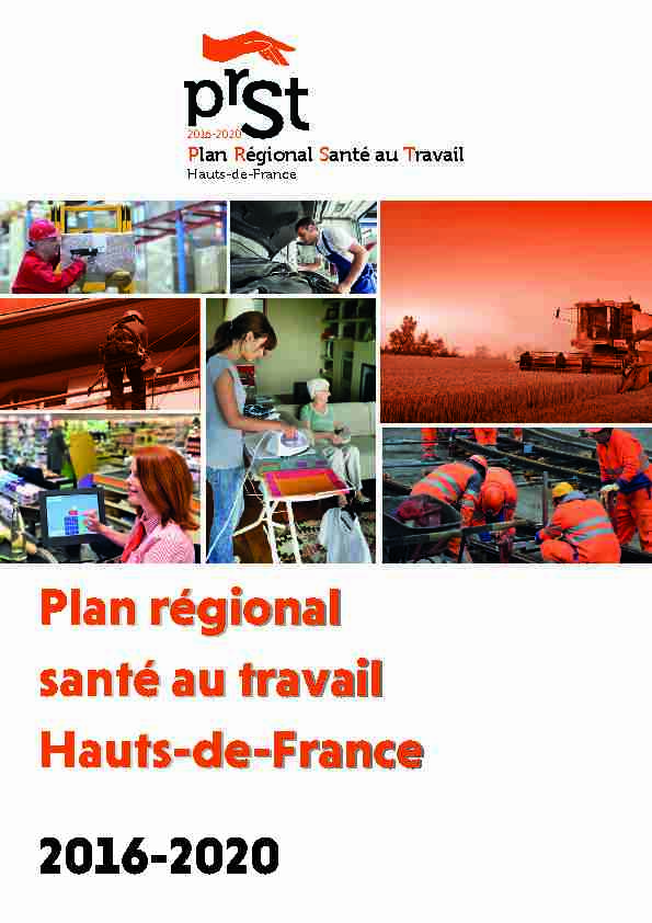 Plan régional santé au travail Hauts-de-France Plan régional santé