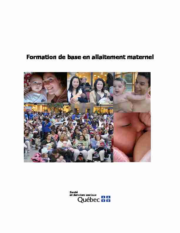 Formation de base en allaitement maternel Guide à lintention des