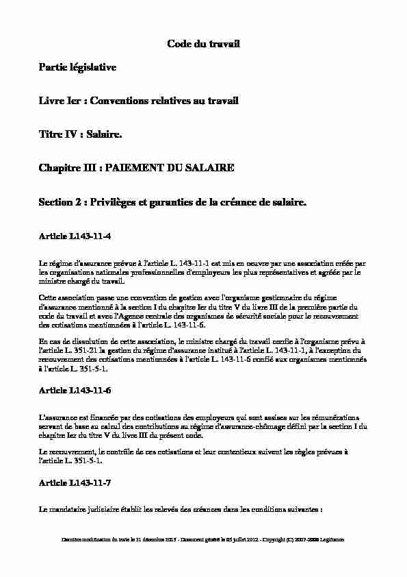 [PDF] Code du travail Partie législative Livre Ier : Conventions  - ILO