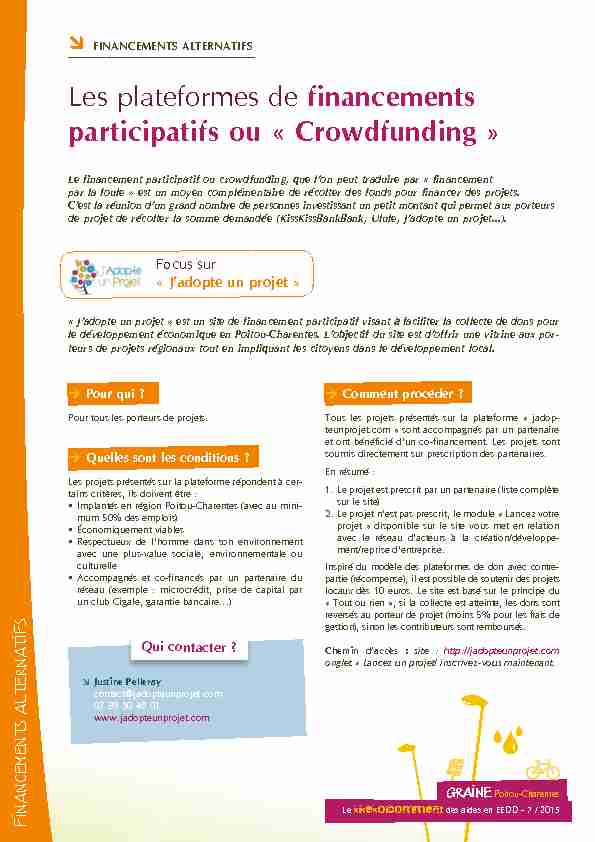 Les plateformes de financements participatifs ou « Crowdfunding »