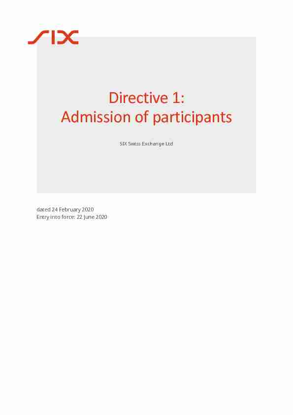 Directive 1: Admission of participants
