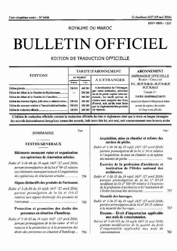 BULLETIN OFFICIEL - Gazettes.Africa