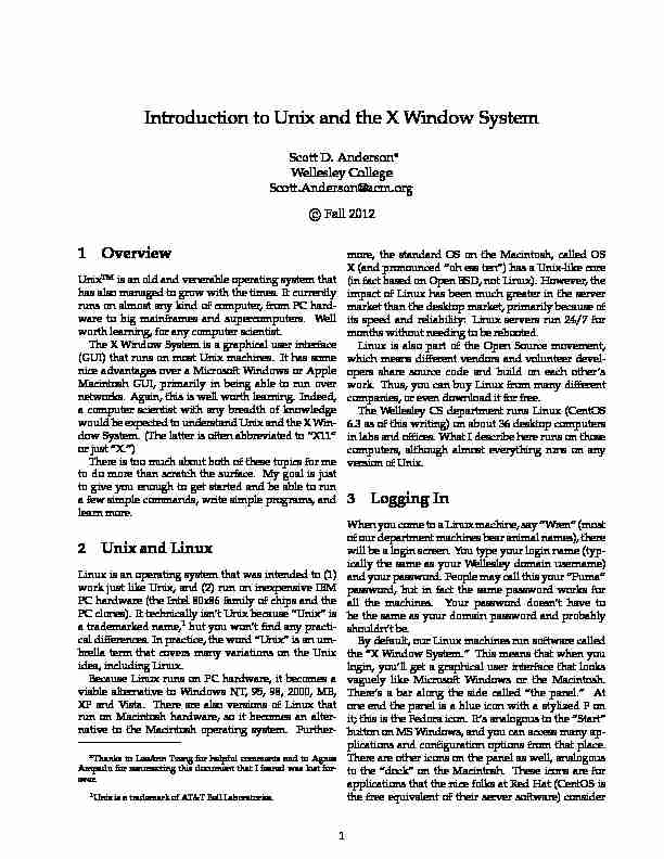 Introduction to Unix and the X Window System