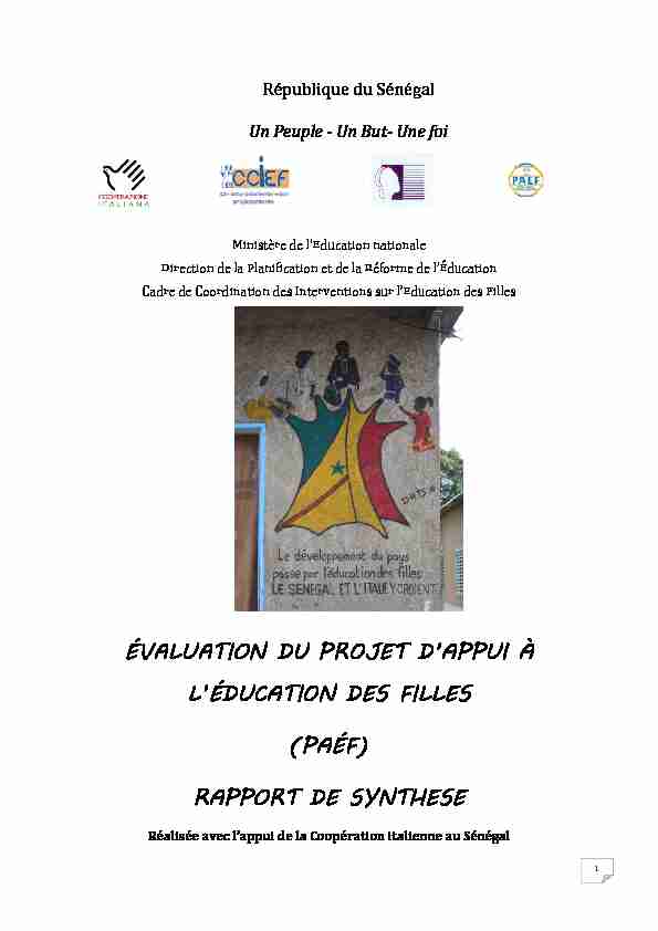 évaluation du projet dappui à léducation des filles (paéf) rapport de