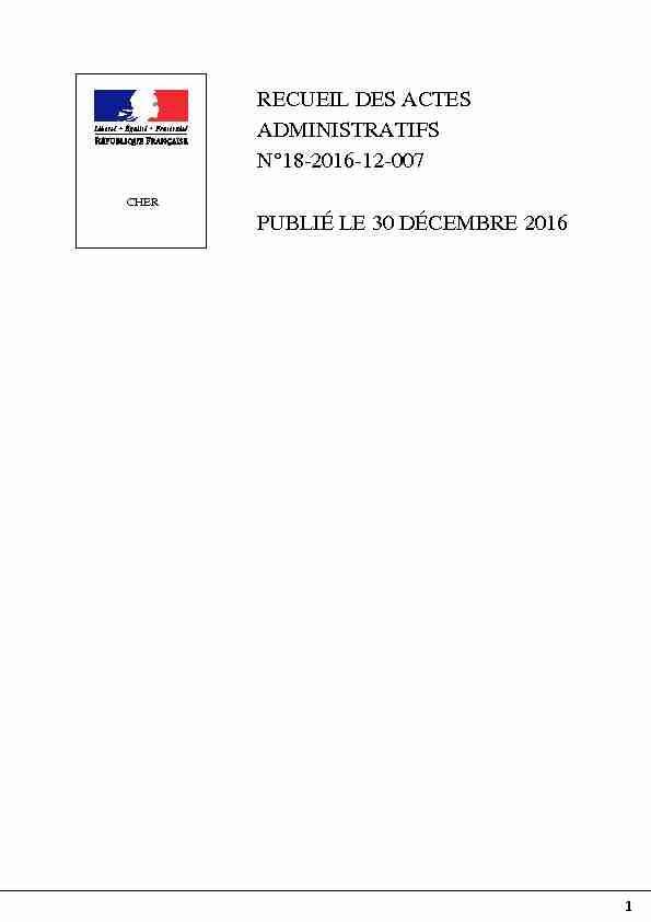 RECUEIL DES ACTES ADMINISTRATIFS N°18-2016-12-007
