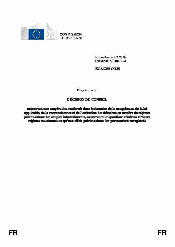 COMMISSION EUROPÉENNE Bruxelles le 2.3.2016 COM(2016