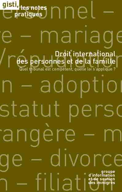 Droit international des personnes et de la famille (note pratique)