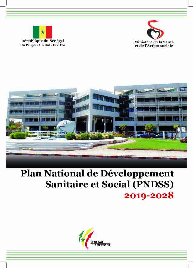 Plan National de Développement Sanitaire et Social (PNDSS) 2019