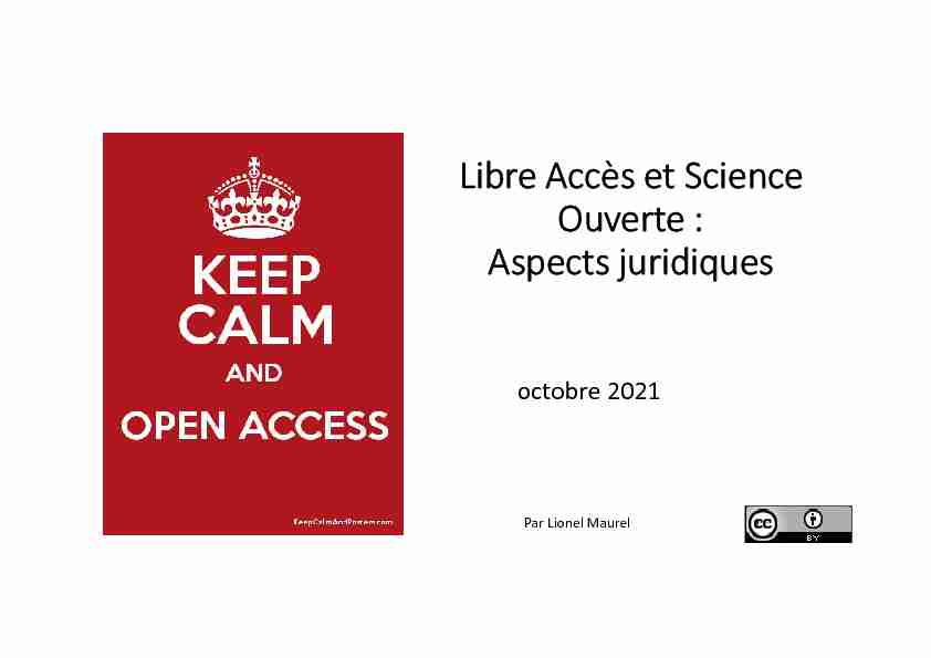 Libre Accès et Science Ouverte : Aspects juridiques
