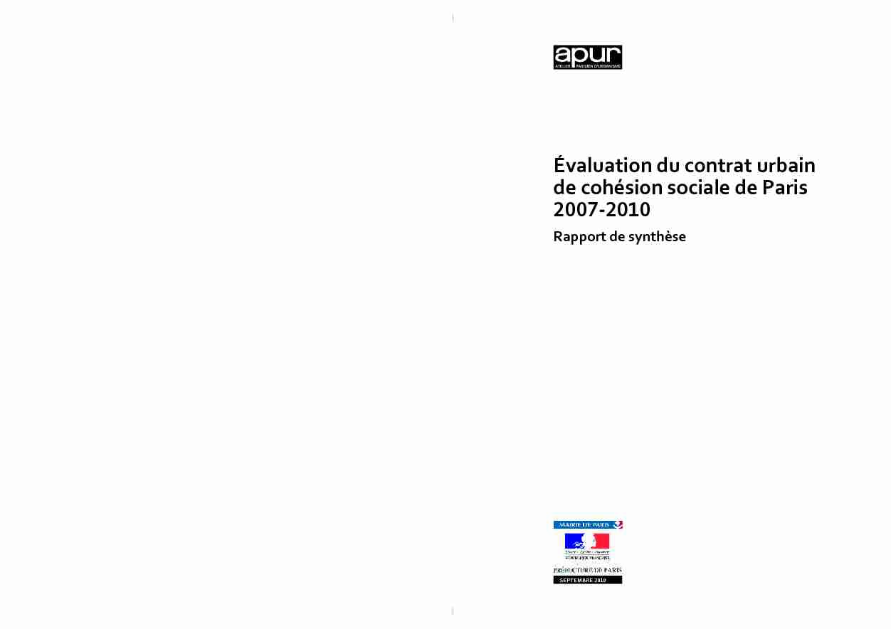 Évaluation du contrat urbain de cohésion sociale de Paris 2007-2010