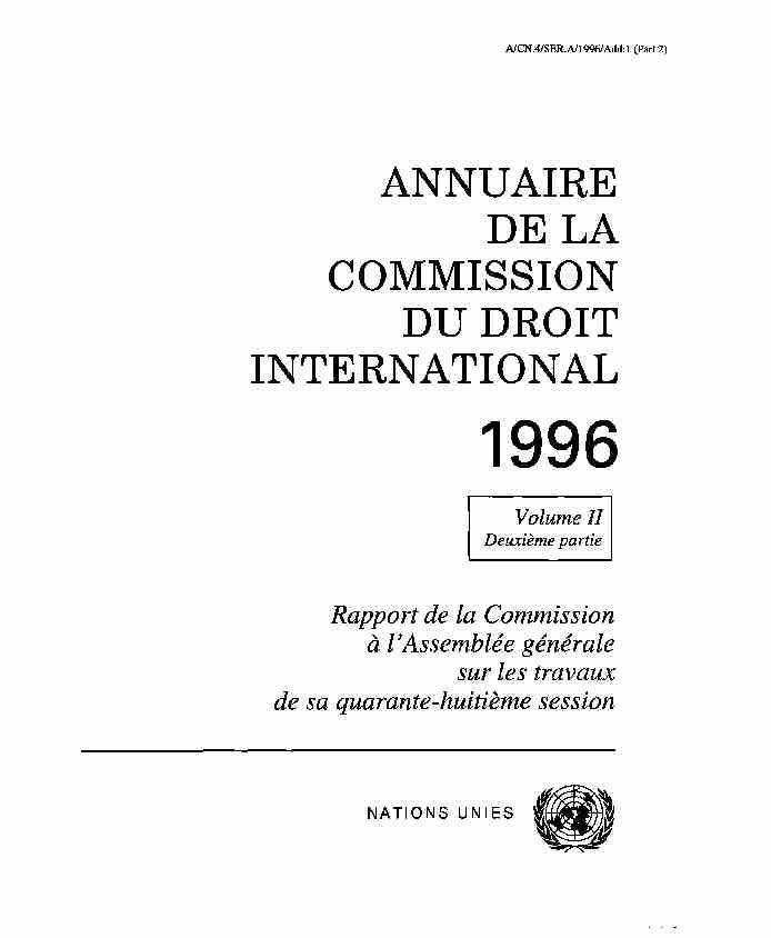 Annuaires de la Commission du droit international 1996 Volume II