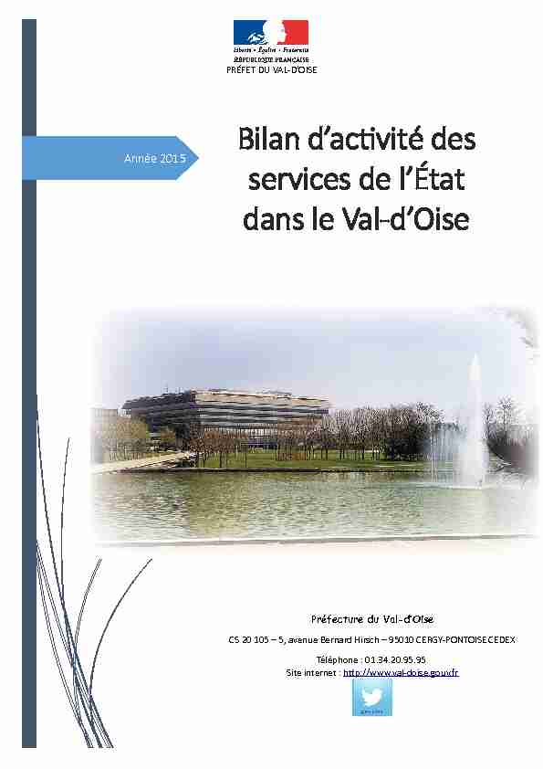 Bilan dactivité des services de lÉtat dans le Val-dOise