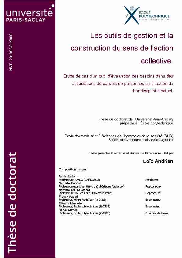 Les Outils De Gestion Et La Construction Du Sens De Laction Collective Pdf 9562