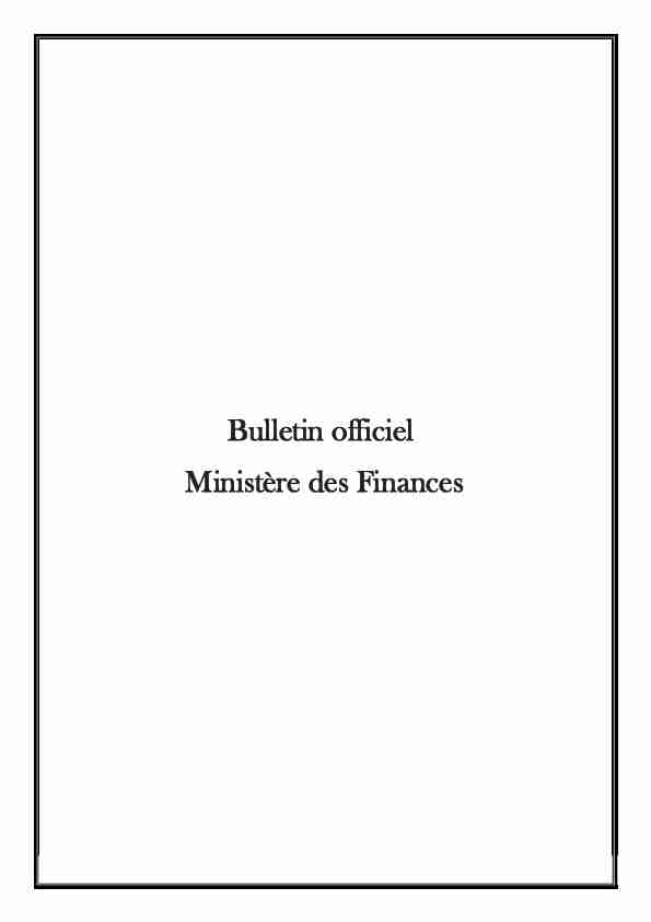 Bulletin officiel Ministère des Finances