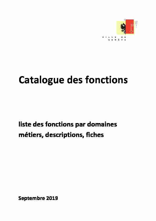 Catalogue des fonctions - Ville de Genève