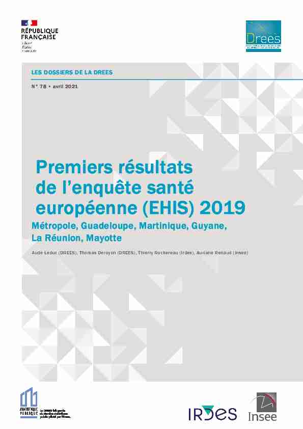 Premiers résultats de lenquête santé européenne (EHIS) 2019