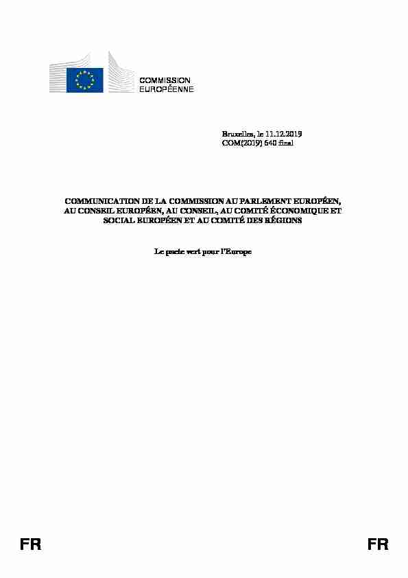 COMMISSION EUROPÉENNE Bruxelles le 11.12.2019 COM(2019