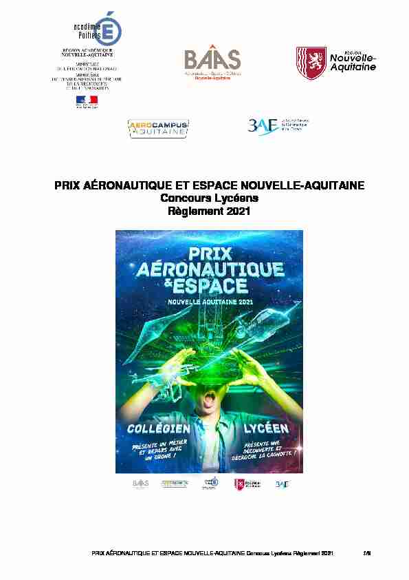 PRIX AÉRONAUTIQUE ET ESPACE NOUVELLE-AQUITAINE Concours
