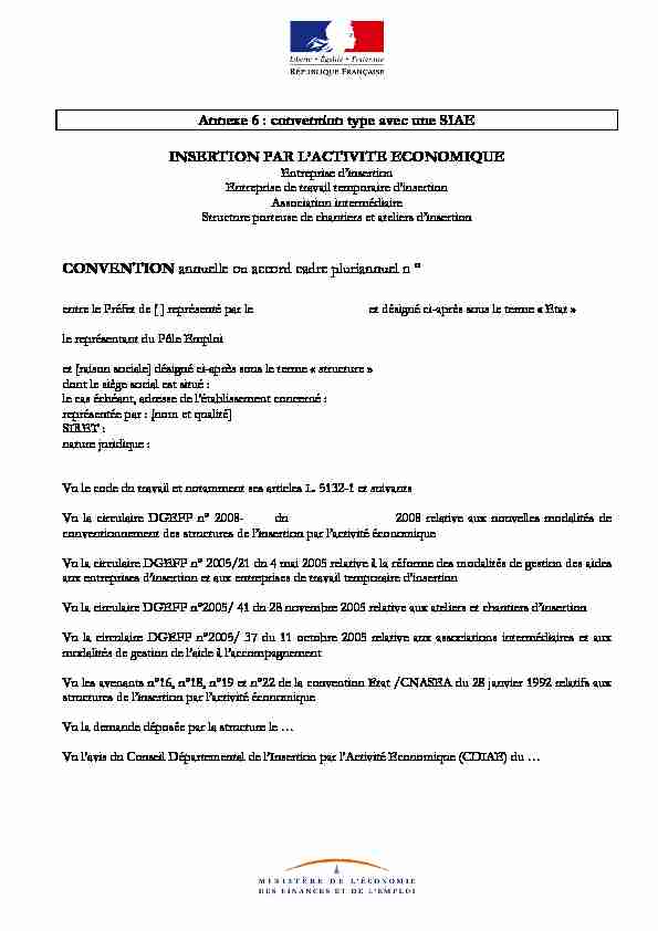 [PDF] Annexe 6 : convention type avec une SIAE INSERTION  - Uniopss