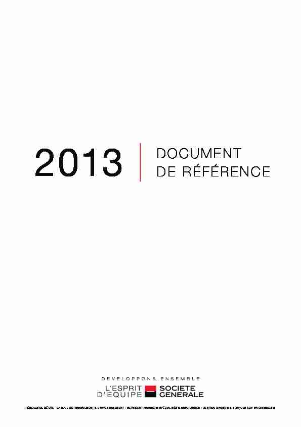 2013 DOCUMENT DE RÉFÉRENCE