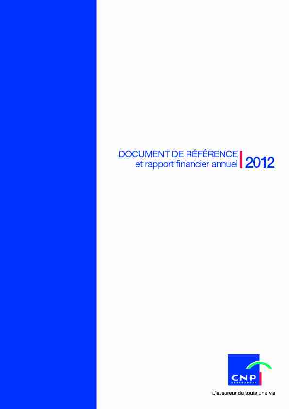 DOCUMENT DE RÉFÉRENCE et rapport financier annuel 2012