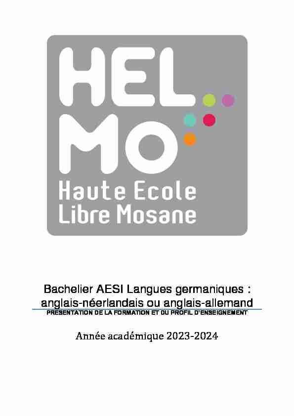 Bachelier AESI Langues germaniques : anglais-néerlandais ou