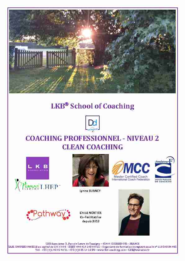 LKB   School of Coaching COACHING PROFESSIONNEL - NIVEAU