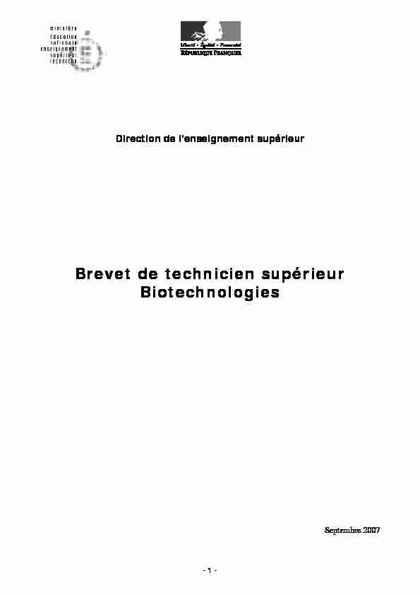 Brevet de technicien supérieur Biotechnologies
