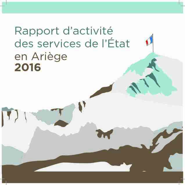 Rapport dactivité des services de lÉtat en Ariège 2016