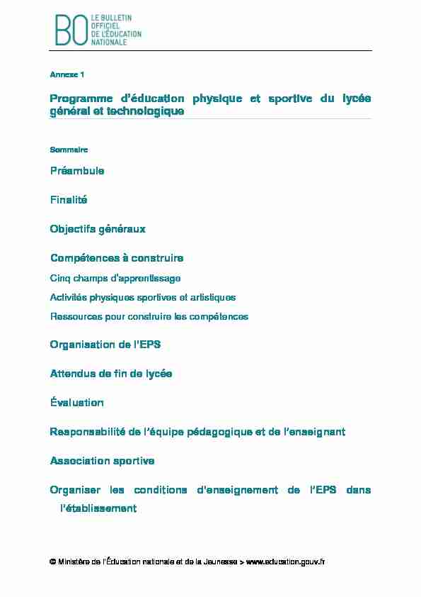 [PDF] Programme déducation physique et sportive du lycée général et