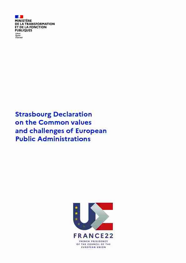Strasbourg Declaration on the Common values and challenges of