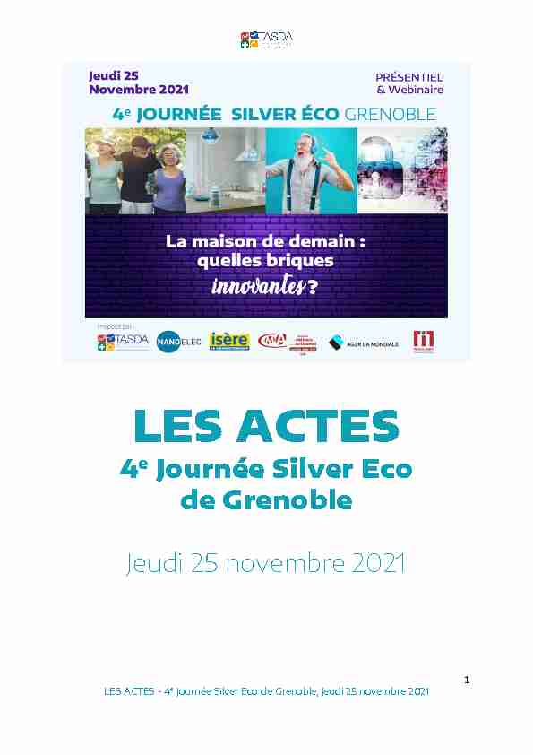LES ACTES - 4e Journée Silver Eco de Grenoble Jeudi 25