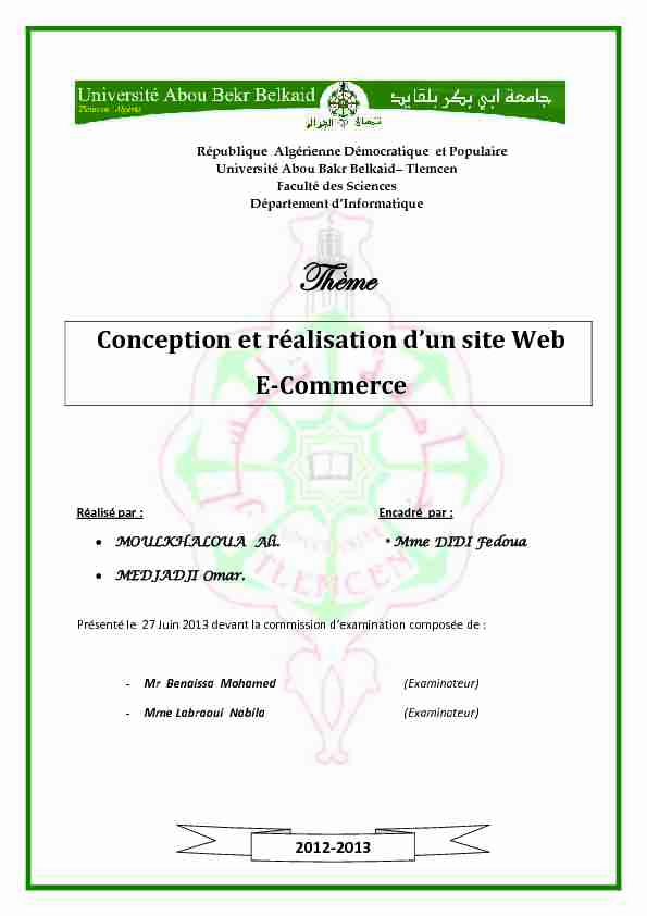 [PDF] Conception et réalisation dun site Web E-Commerce