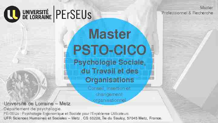 [PDF] Présentation du Master PSTO - UFR SHS-Metz - Université de