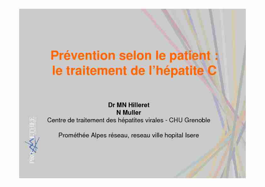 Prévention selon le patient : le traitement de lhépatite C