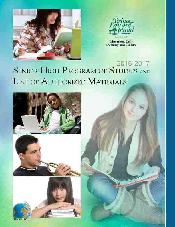 2016-2017 Senior High Progam of Studies and List of Authorized