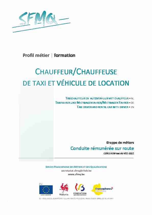 CHAUFFEUR/CHAUFFEUSE DE TAXI ET VÉHICULE DE LOCATION