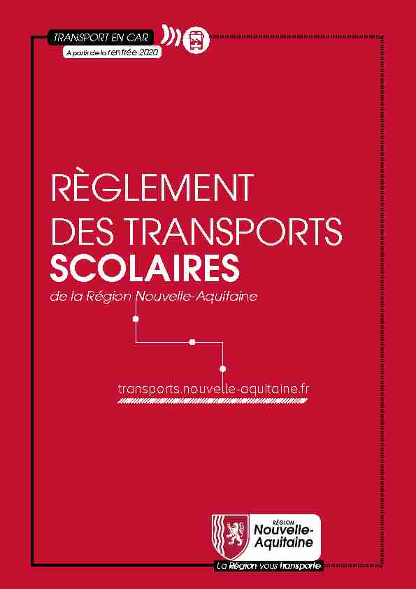 RÈGLEMENT DES TRANSPORTS SCOLAIRES