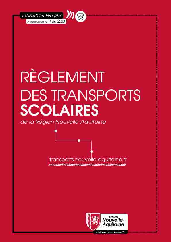 RÈGLEMENT DES TRANSPORTS SCOLAIRES