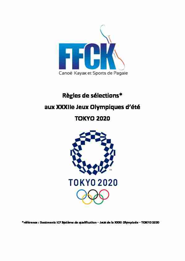 Règles de sélections* aux XXXIIe Jeux Olympiques dété TOKYO 2020