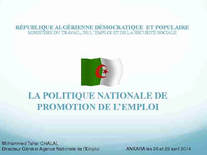 République Algérienne Démocratique et Populaire Ministère du