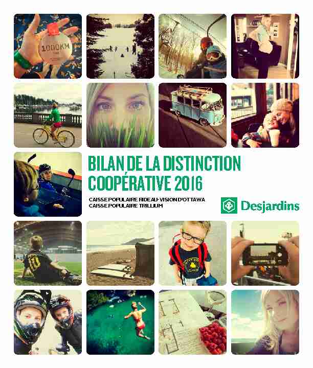 BILAN DE LA DISTINCTION COOPÉRATIVE 2016