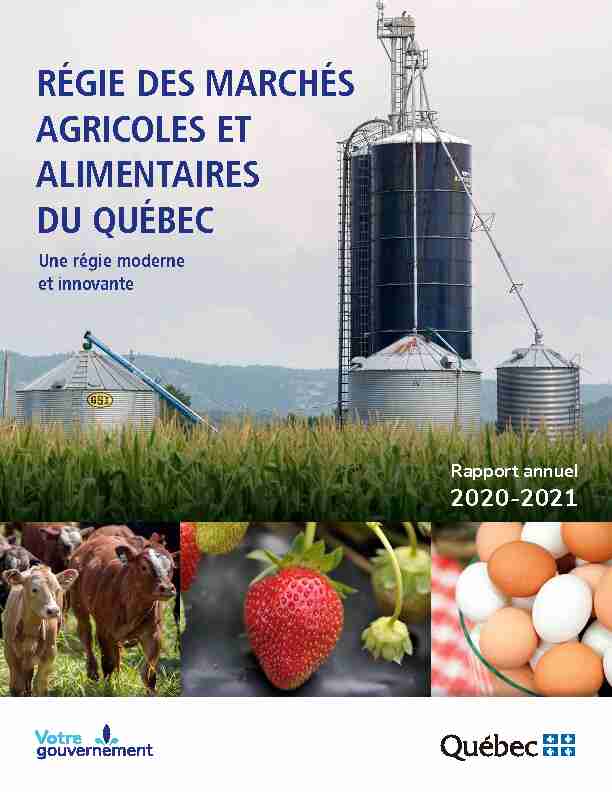 Rapport annuel 2020-2021 de la Régie des marchés agricoles et