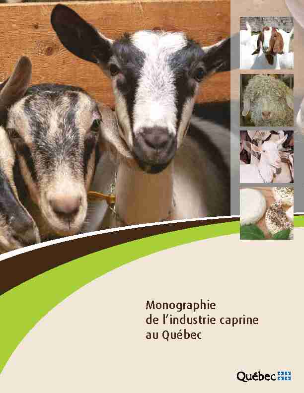 Monographie de lindustrie caprine au Québec