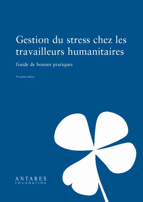 Gestion du stress chez les travailleurs humanitaires - Guide de
