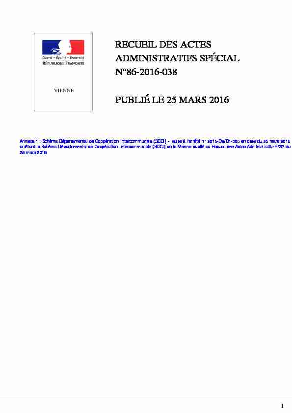 RECUEIL DES ACTES ADMINISTRATIFS SPÉCIAL N°86-2016-038