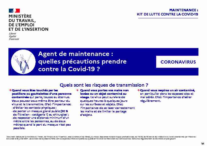 Agent de maintenance : quelles précautions prendre contre la Covid