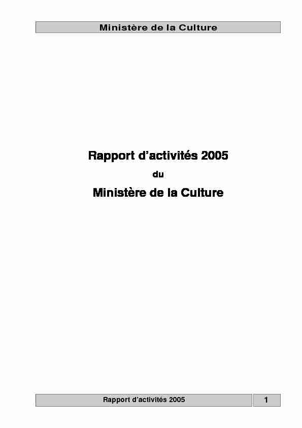 Rapport dactivités 2005 - Ministère de la Culture - Gouvernement.lu