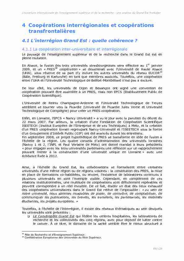 [PDF] 4 Coopérations interrégionales et coopérations transfrontalières