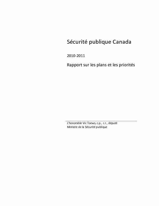 Sécurité publique Canada - 2010-2011
